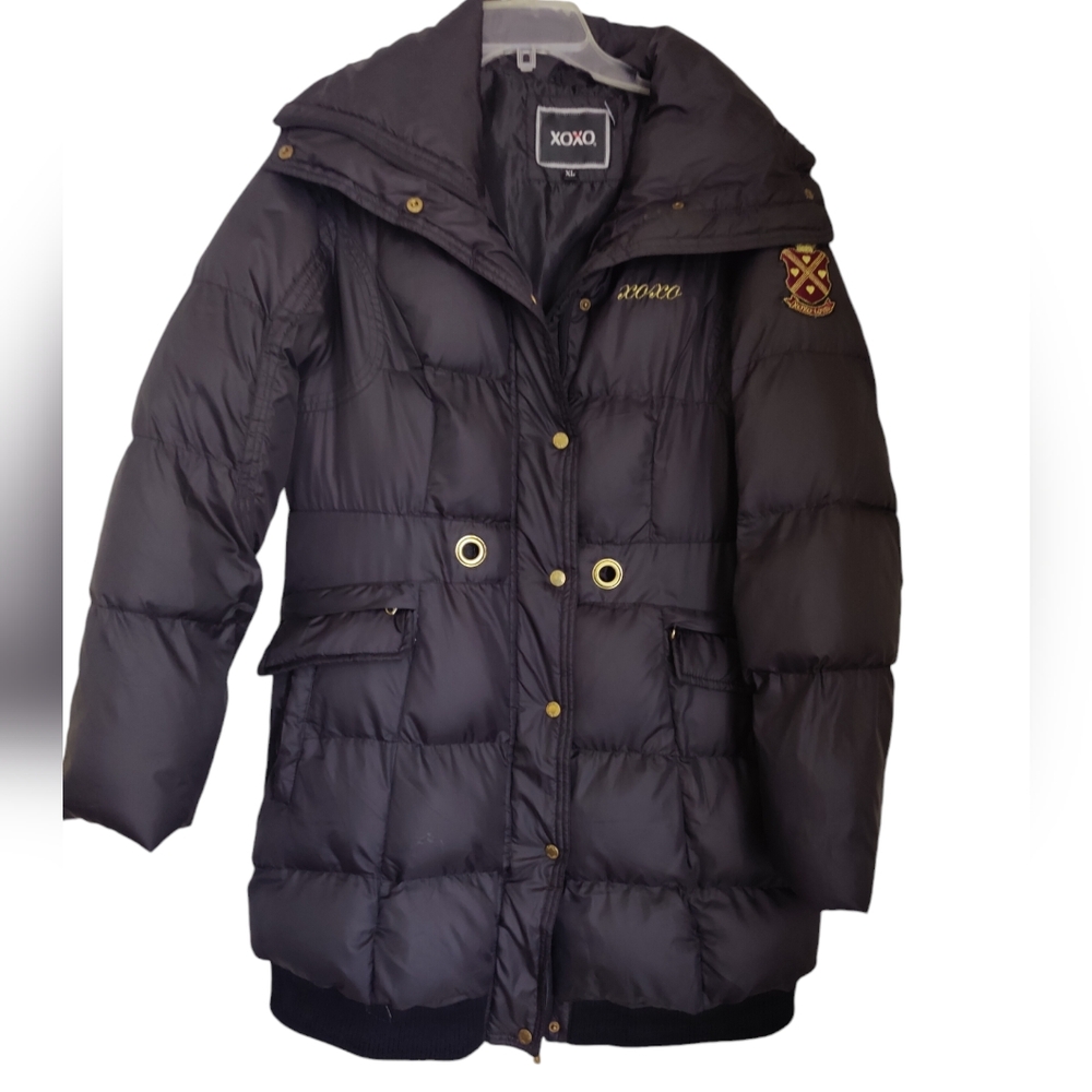 XoXo Black Women's Puffer Coat Crested Sleeve Size XL